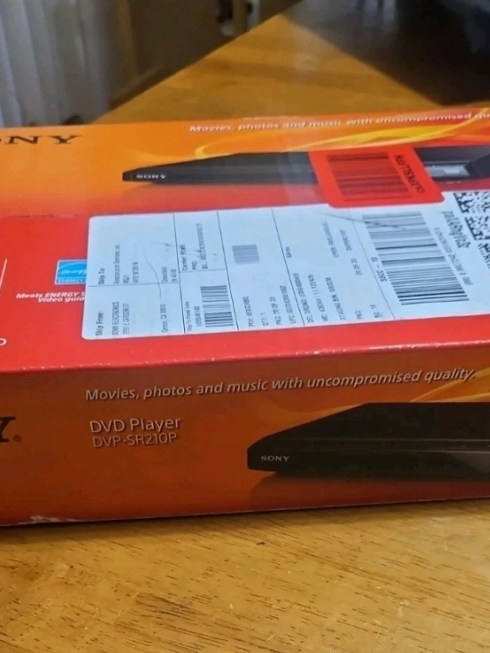 Sony Black DVD Player DVP-SR210P with Orange Retail Box